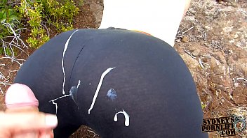 Cum on the lush ass of the beloved girl fucking her in the countryside in the mountains